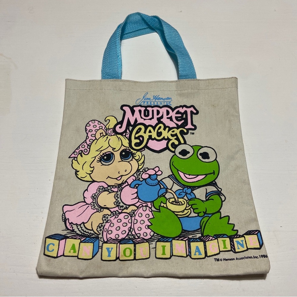 Vintage 1986 Jim Henson Presents Muppet Babies Tote Bag Miss Piggy Kermit